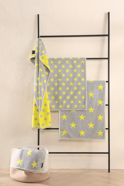 Frottierserie "NEW STARS" Sterne platin/lime